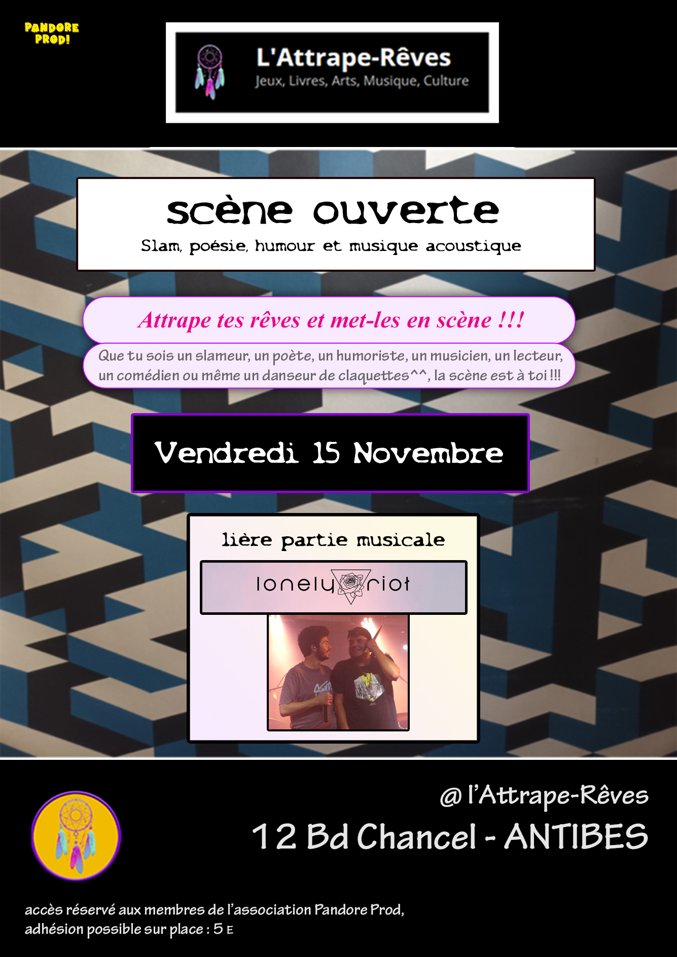 Affiche de la 2e édition de la scène ouverte de l'Attrape-Rêves