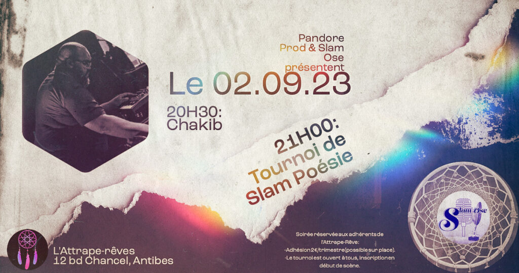 Visuel du tournoi de poésie slam et showcase Chakib