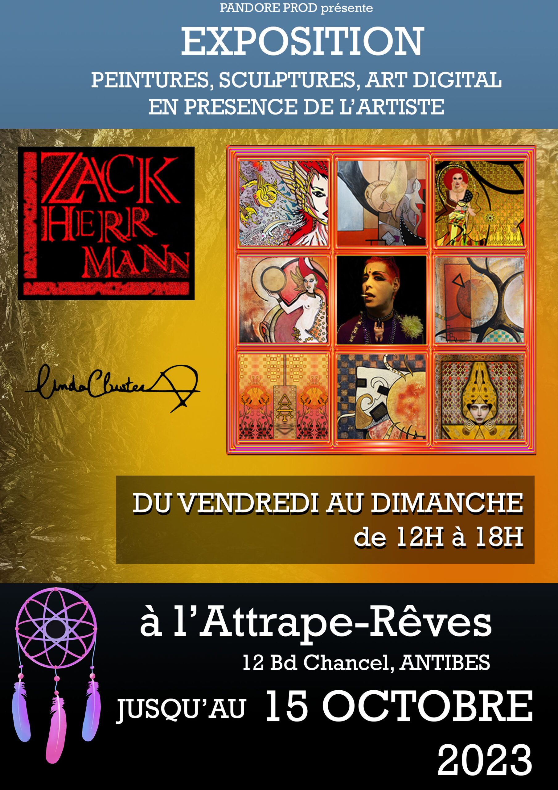 Affiche de l'exposition Zack Herr Mann Peintures Sculptures